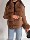 Womens Fur Collar Splicing Temperament Casual Coat
