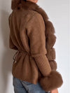 Womens Fur Collar Splicing Temperament Casual Coat