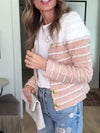 Womens Double-breasted Contrasting Color Casual Wool Cardigan
