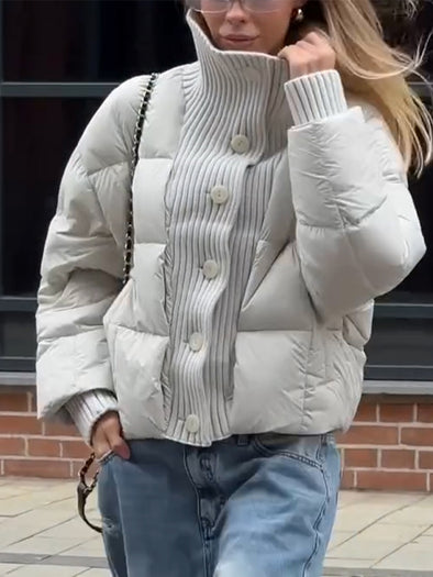 Womens Stand-up Collar Shawl Temperament Casual Cotton Clothing