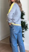 Women Breasted Contrast Color Casual Knitted Cardigan