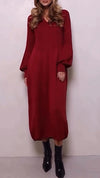 Women Round Neck Spliced solid Color Casual Dress