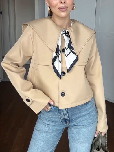 Women Lapel Splicing Temperament Casual Jacket