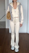 Womens Round Neck Hooded Jacket + Pants Casual Suit