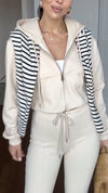 Womens Round Neck Hooded Jacket + Pants Casual Suit
