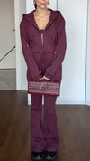 Womens Round Neck Hooded Jacket + Pants Casual Suit