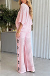 Women V-neck Hollow Print Casual Set