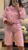 Womens Lapel Sequin Jacket + Pants Casual Set