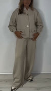 Women Round-neck Jacket + Pants Casual Suit
