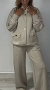 Women Round-neck Jacket + Pants Casual Suit