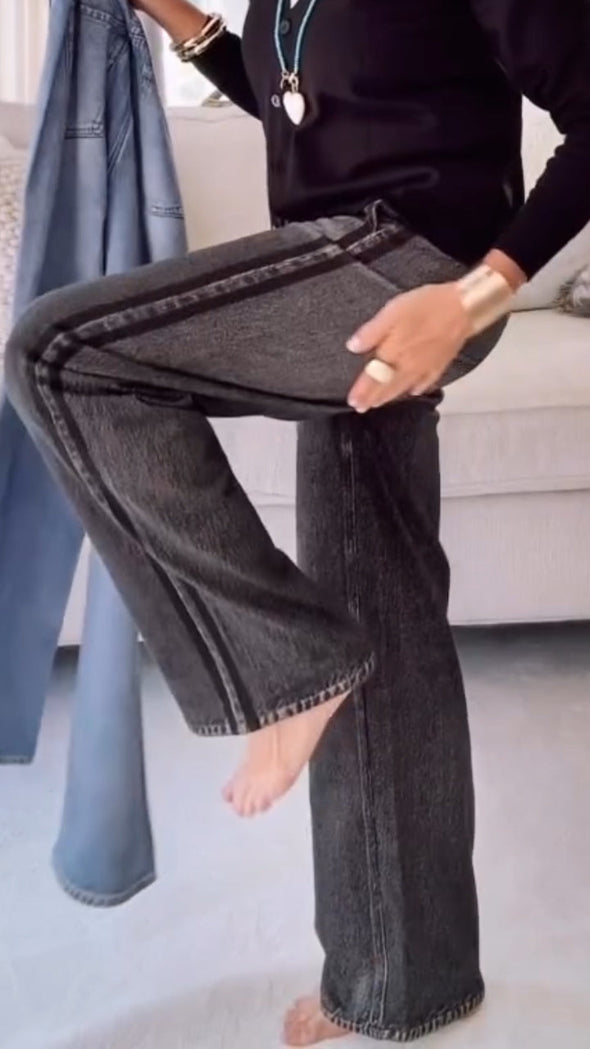 Womens Wash Vertical Pattern Casual Jeans