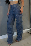 Womens Hot Diamond Splicing Multi-pocket Casual Pants