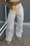 Womens Hot Diamond Splicing Multi-pocket Casual Pants