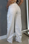 Womens Hot Diamond Splicing Multi-pocket Casual Pants