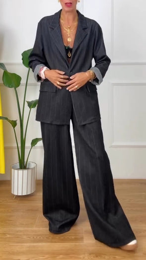 Women Lapel Jacket + Pants Temperament Commuter Set
