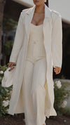Women Lapel Solid Color Temperament Casual Coat