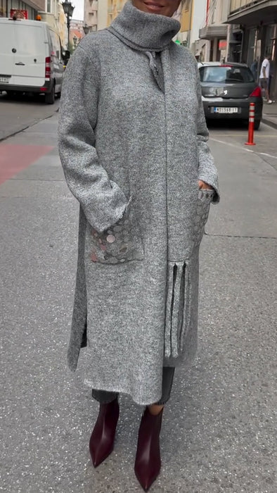 Women Lapel Splicing Temperament Casual Coat