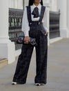 Elegant Glitter Tweed Wide Leg Overalls