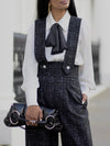 Elegant Glitter Tweed Wide Leg Overalls