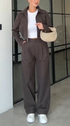 Women Lapel Jacket + Pants Temperament Casual Suit