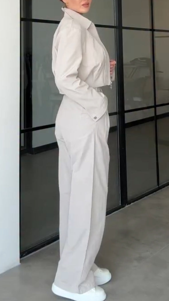 Women Lapel Jacket + Pants Temperament Casual Suit