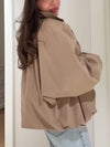 Women Lapel Solid Color Casual Jacket