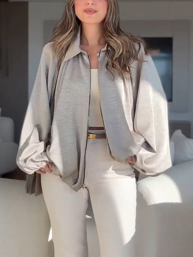 Women Lapel Loose Casual Jacket