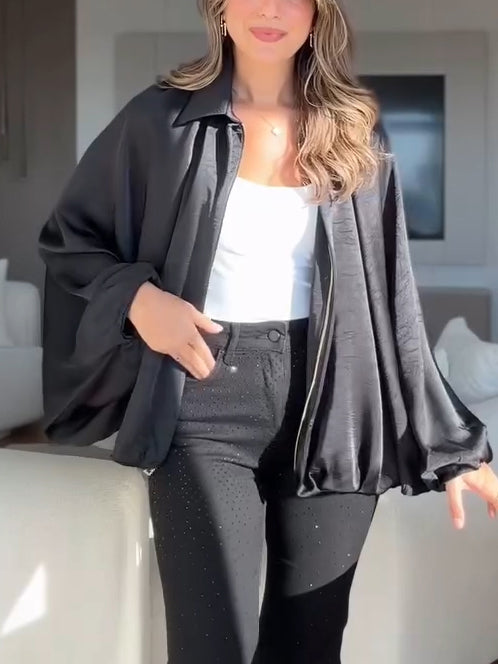 Women Lapel Loose Casual Jacket