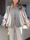 Women Lapel Loose Casual Jacket