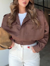 Women Lapel Solid Color Short Casual Jacket