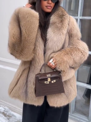 Womens Plush Temperament Casual Coat