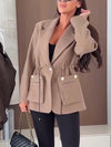 Women Lapel Waist-closing Temperament Commuter Jacket