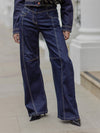 Casual Short Denim Jacket + Wide Leg Jeans Suit
