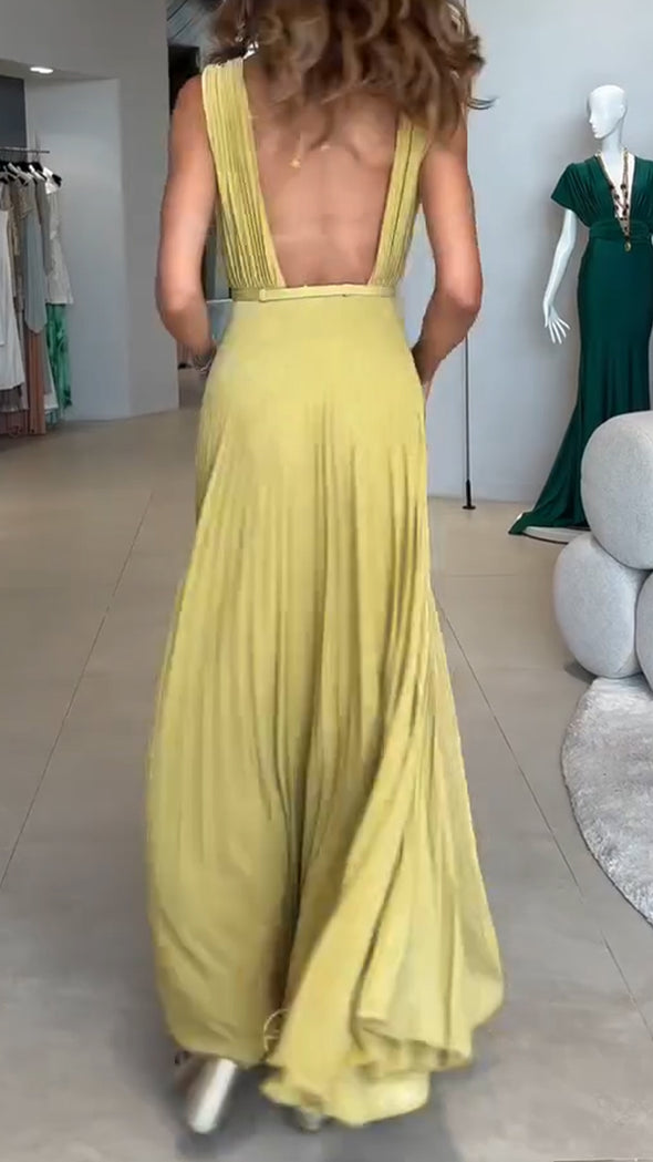 Womens Neck Spliced hollow Slit Solid Color Casual Dress