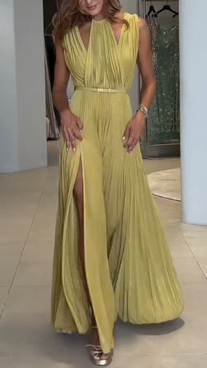 Womens Neck Spliced hollow Slit Solid Color Casual Dress