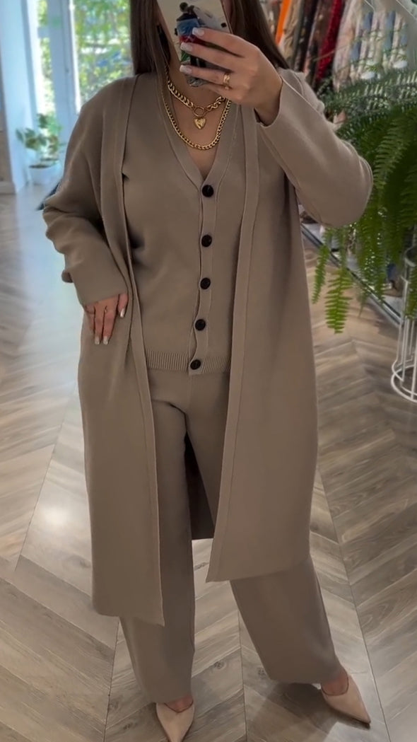 Women Knitted Casual Three-piece Set
