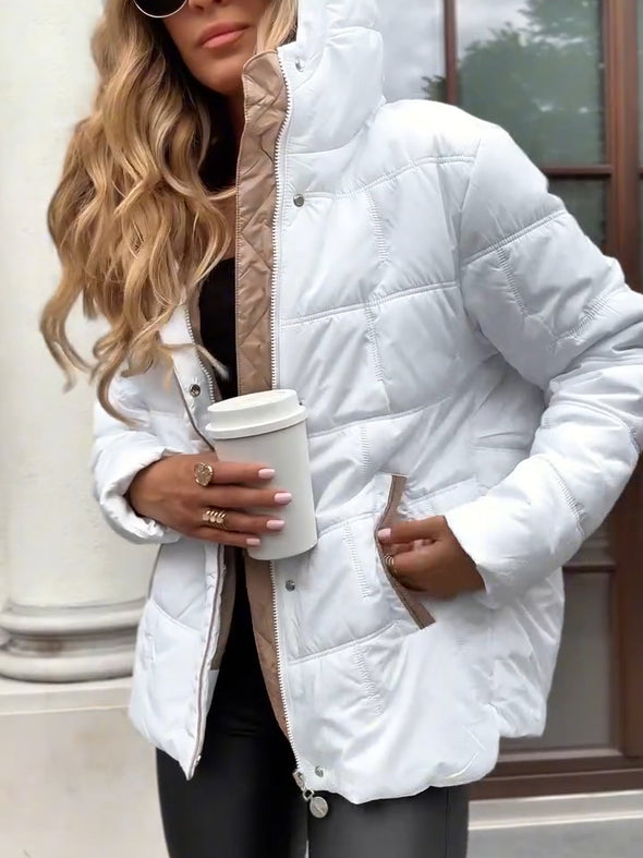 Women Hooded Patchwork Casual Cotton Jacket