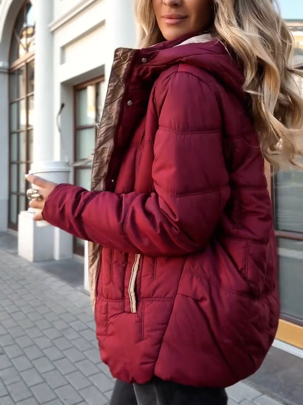 Women Hooded Patchwork Casual Cotton Jacket
