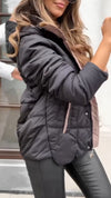 Women Hooded Patchwork Casual Cotton Jacket