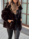 Womens Lapel Plush Zipper Casual Coat