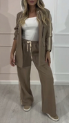 Women Hooded Drawstring Jacket + Pants Casual Set