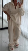 Womens Lapel Stitching Plush Casual Suit