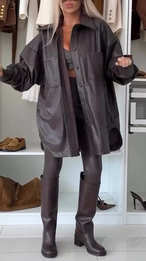 Women Leather Casual Three-piece Suit