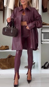 Women Leather Casual Three-piece Suit