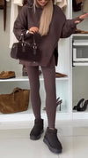 Women Round Neck Hooded Sweatshirt + Pants Casual Suit