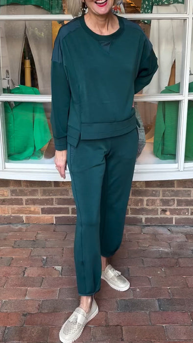 Womens Round Neck Solid Color Casual Suit