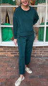 Womens Round Neck Solid Color Casual Suit