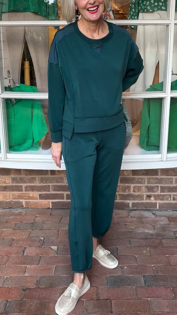 Womens Round Neck Solid Color Casual Suit