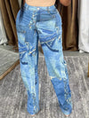Fashion Textured Print Wide Leg Pants
