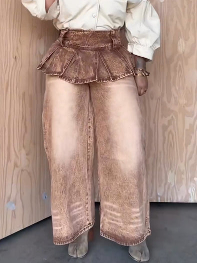 Fashion Plated Double Layer Washed Jeans